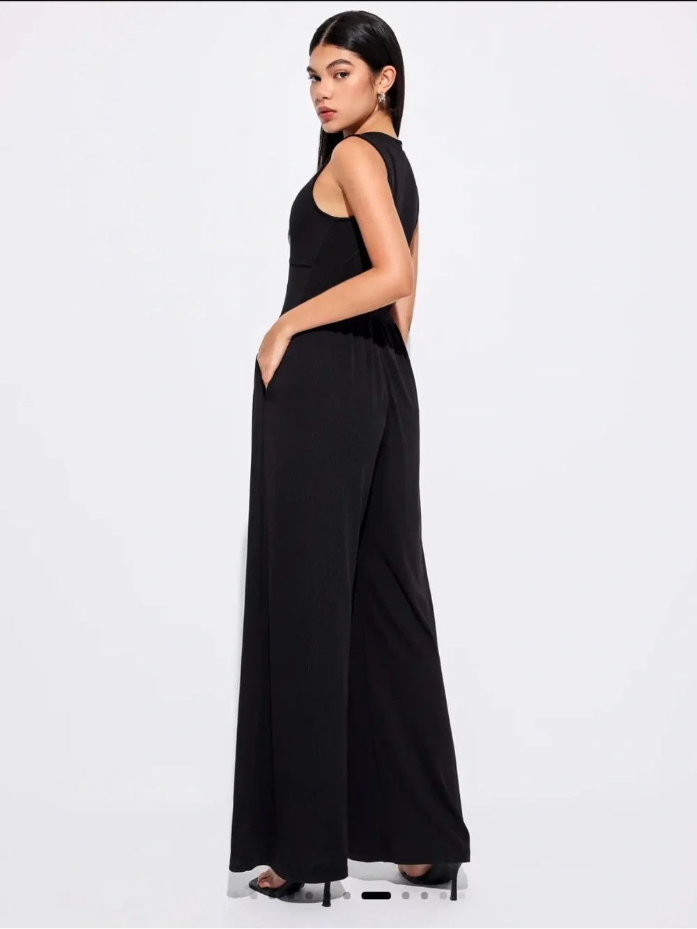Cider Black Sleeveless Wide-Leg Jumpsuit